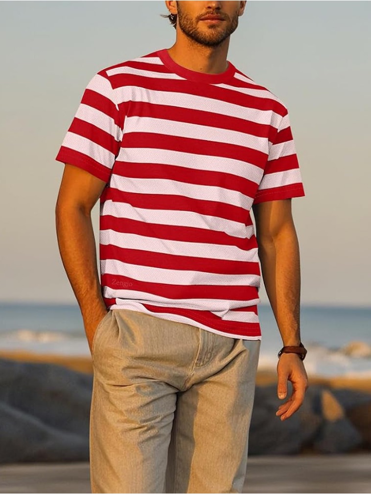 Zengjo Red & White Striped Short-Sleeve Tee Usa Soccer